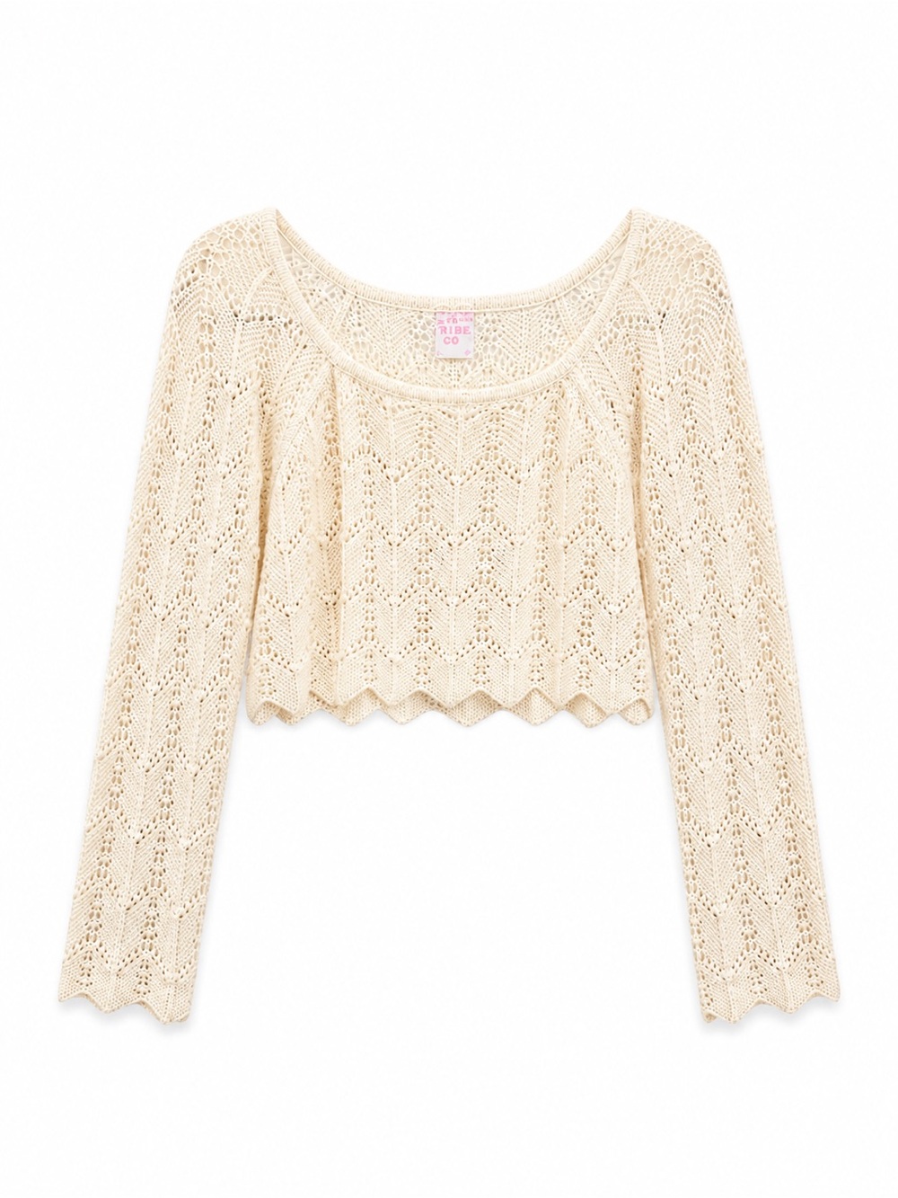 GIRL TRIBE CO • Scalloped Crop Top Long Sleeve Sweater